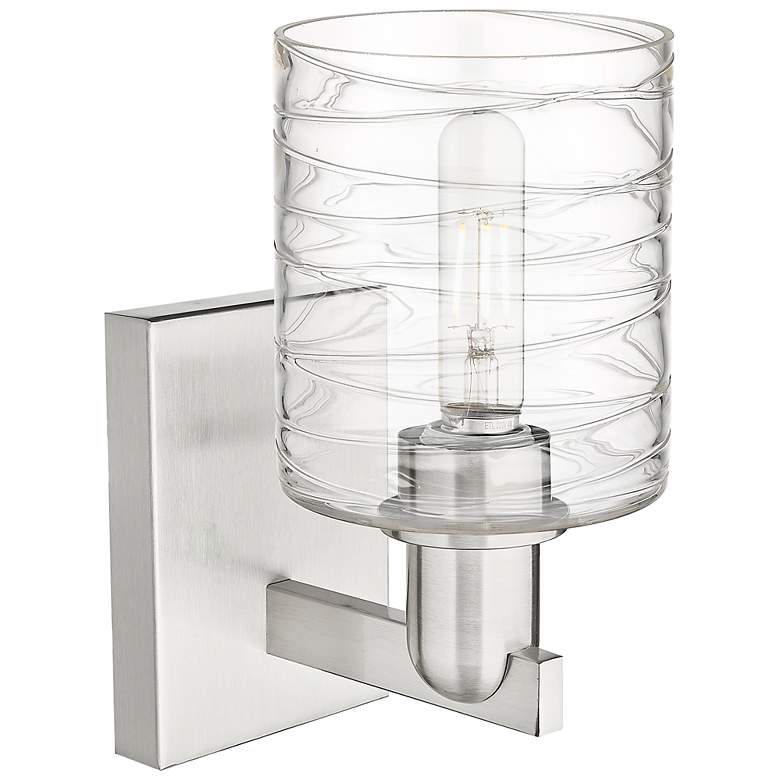 Image 2 Arcadia Cobbleskill 11"H Brushed Nickel Sconce With Deco Swirl Shade more views