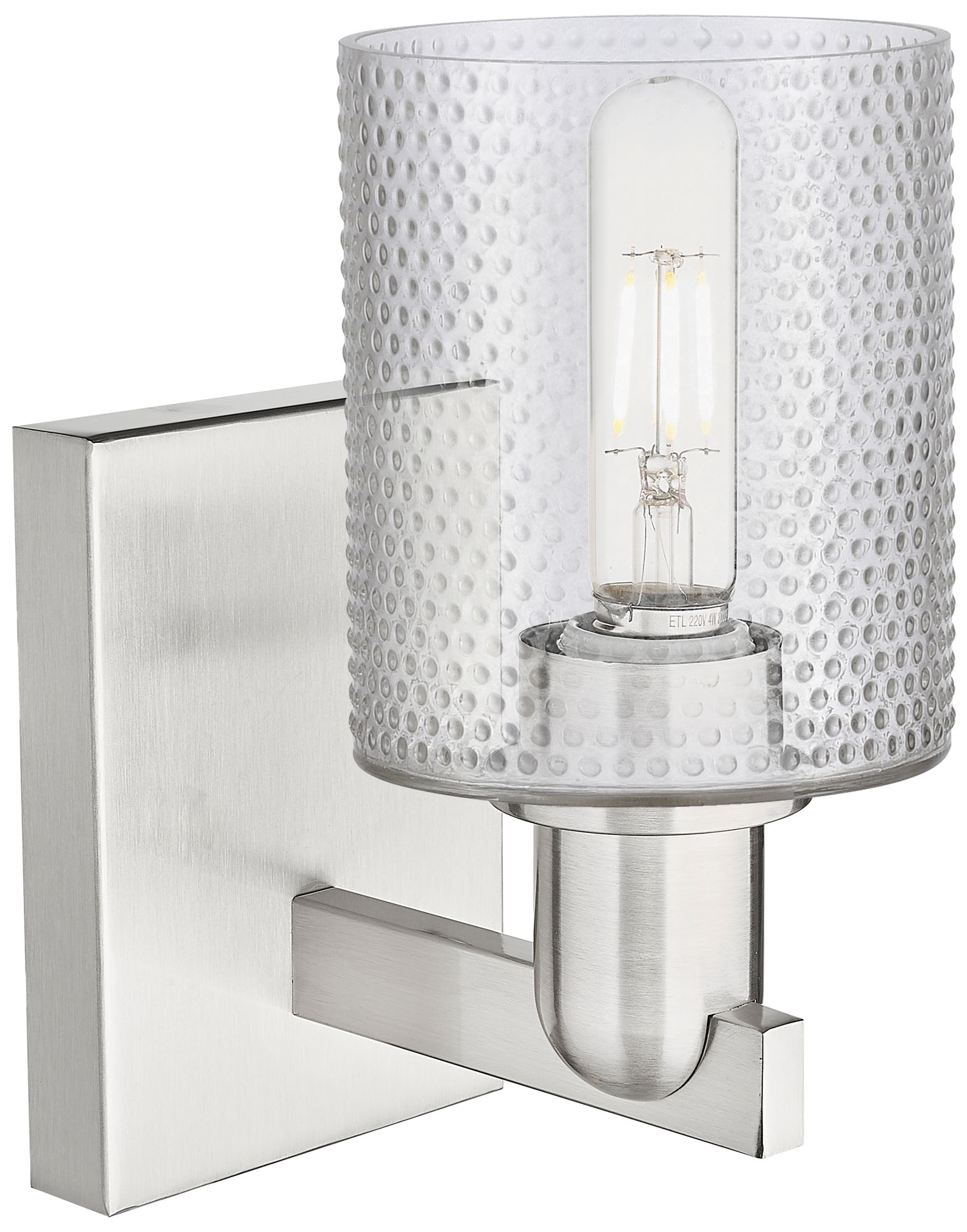 Image 2 Arcadia Cobbleskill 11"H Brushed Satin Nickel Sconce With Clear Shade more views