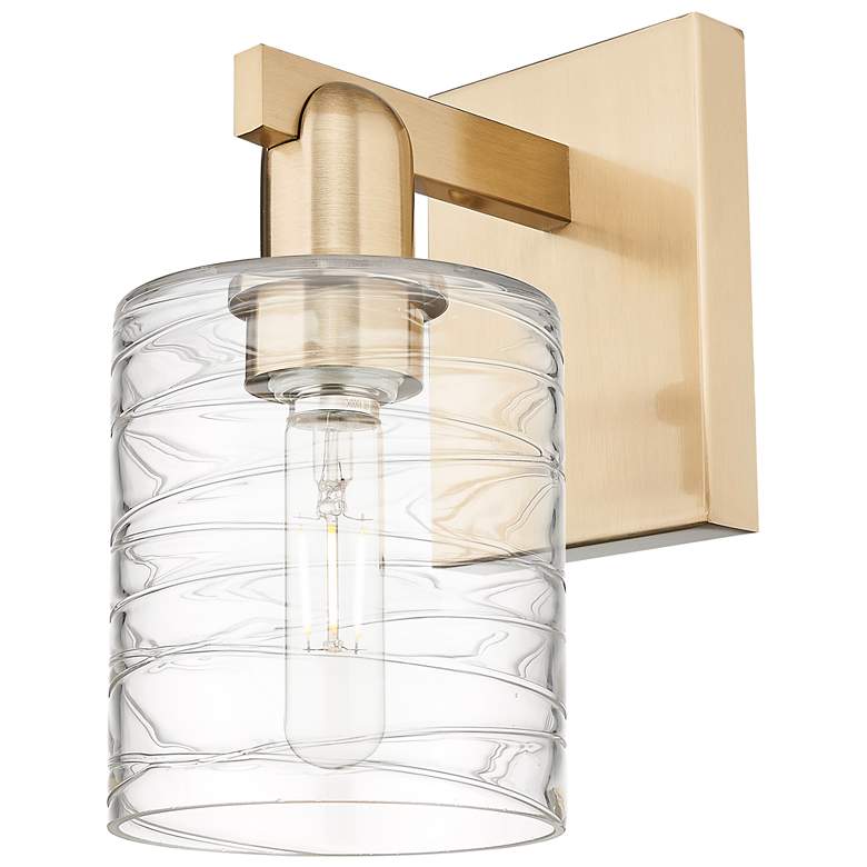 Image 1 Arcadia Cobbleskill 11"H Champagne Bronze Sconce With Deco Swirl Shade