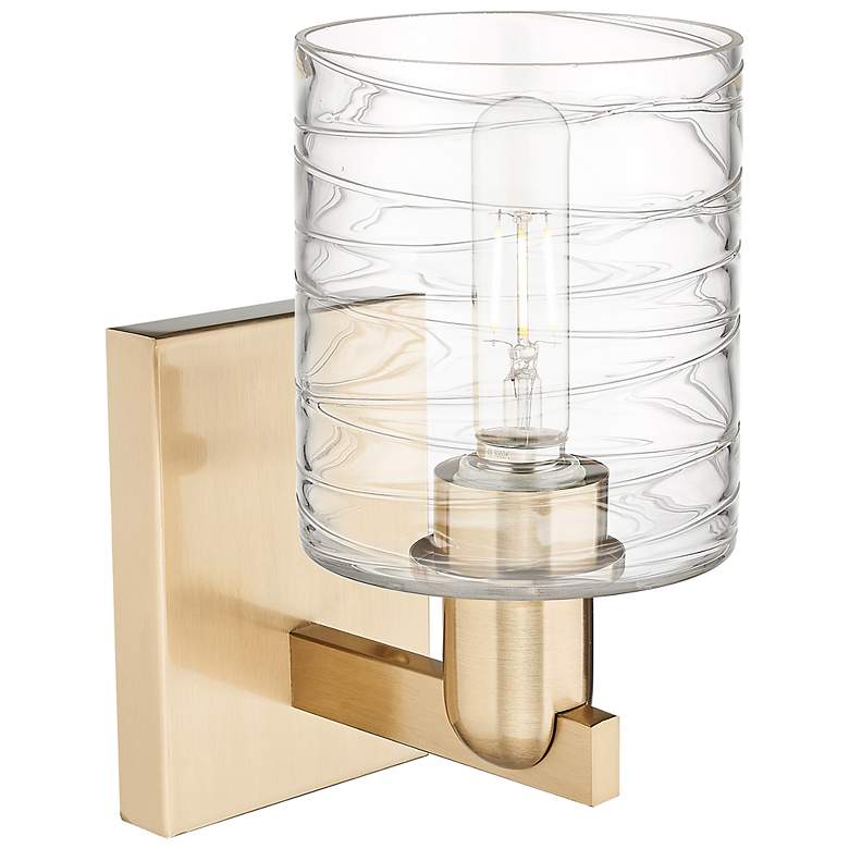 Image 2 Arcadia Cobbleskill 11"H Champagne Bronze Sconce With Deco Swirl Shade more views