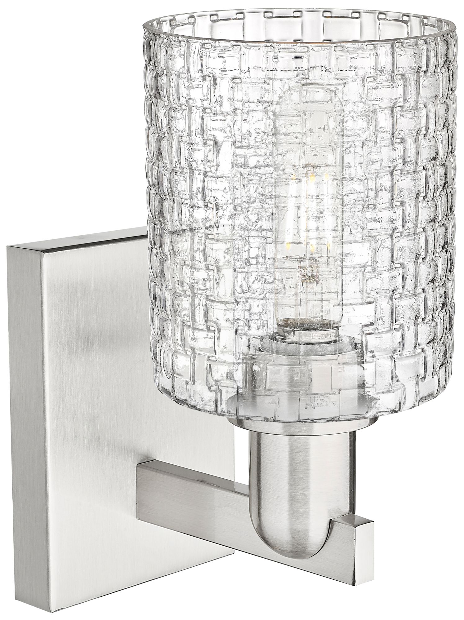 Image 2 Arcadia Cobbleskill 11"H Nickel Sconce w/ Clear Basketweave Shade more views