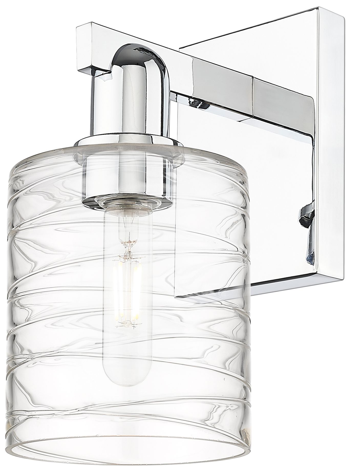 Arcadia Cobbleskill 11"H Polished Chrome Sconce With Deco Swirl Shade