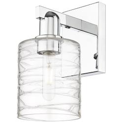 Arcadia Cobbleskill 11"H Polished Chrome Sconce With Deco Swirl Shade