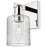 1_Arcadia Cobbleskill 11"H Polished Nickel Sconce w/ Basketweave Shade
