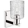 2_Arcadia Cobbleskill 11"H Polished Nickel Sconce w/ Basketweave Shade more views