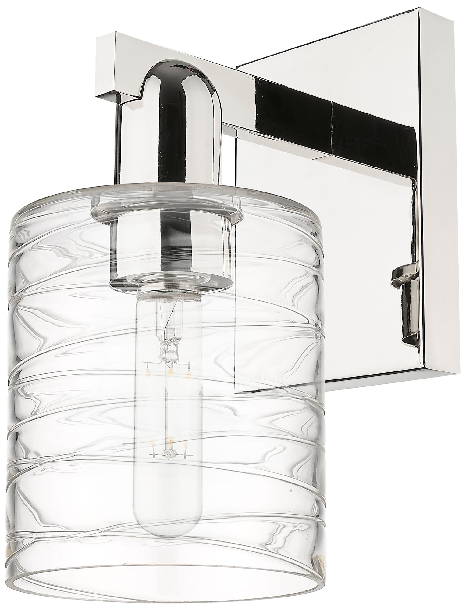 Arcadia Cobbleskill 11"H Polished Nickel Sconce With Deco Swirl Shade