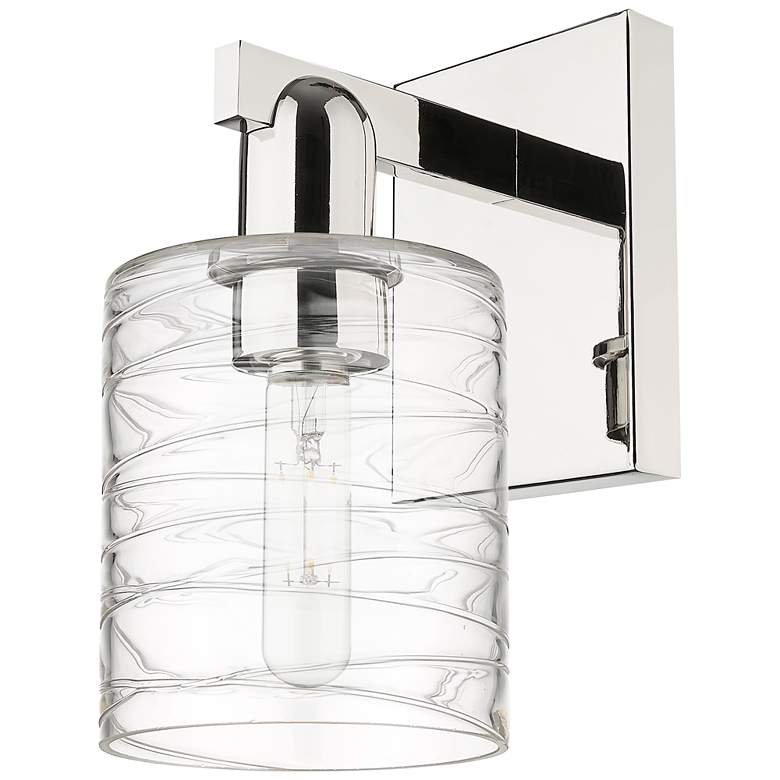 Image 1 Arcadia Cobbleskill 11"H Polished Nickel Sconce With Deco Swirl Shade