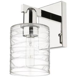 Arcadia Cobbleskill 11"H Polished Nickel Sconce With Deco Swirl Shade