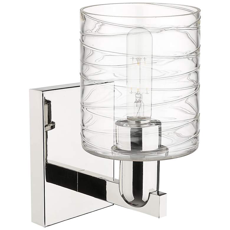 Image 2 Arcadia Cobbleskill 11"H Polished Nickel Sconce With Deco Swirl Shade more views