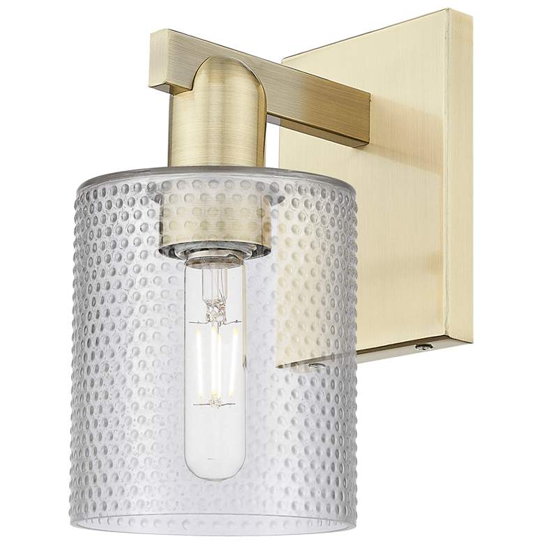 Image 1 Arcadia Cobbleskill 11" High Antique Brass Sconce With Clear Shade