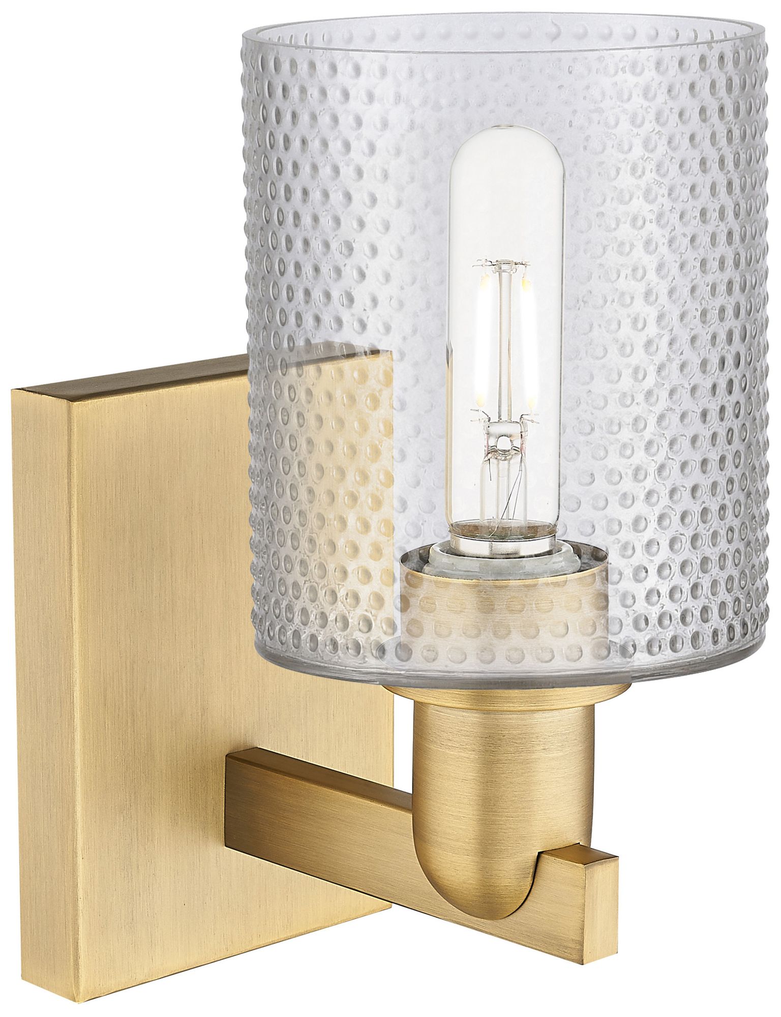 Image 2 Arcadia Cobbleskill 11" High Brushed Brass Sconce With Clear Shade more views