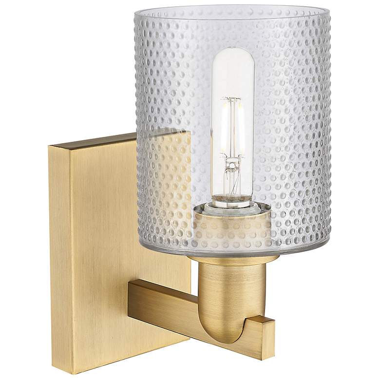 Image 2 Arcadia Cobbleskill 11" High Brushed Brass Sconce With Clear Shade more views