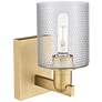 2_Arcadia Cobbleskill 11" High Brushed Brass Sconce With Clear Shade more views