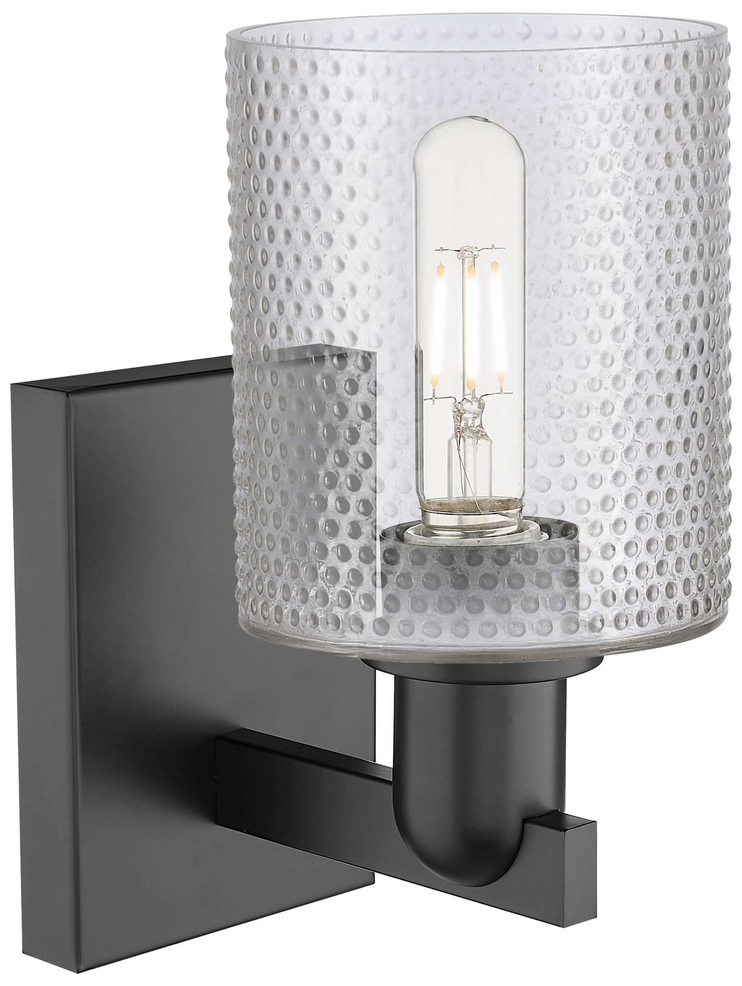 Image 2 Arcadia Cobbleskill 11" High Matte Black Sconce With Clear Shade more views