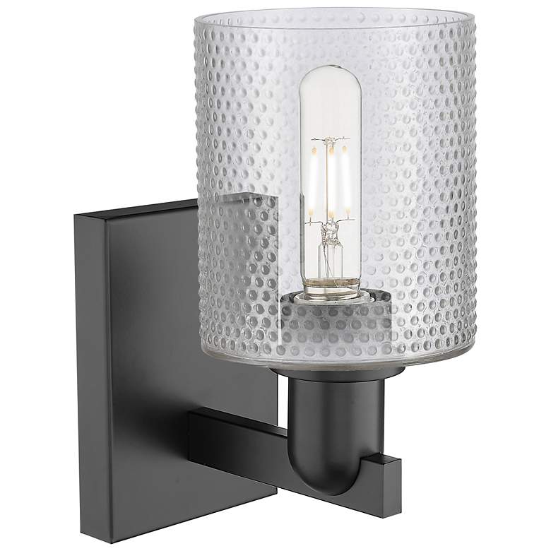 Image 2 Arcadia Cobbleskill 11" High Matte Black Sconce With Clear Shade more views