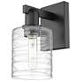 1_Arcadia Cobbleskill 11" High Matte Black Sconce With Deco Swirl Shade