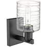 2_Arcadia Cobbleskill 11" High Matte Black Sconce With Deco Swirl Shade more views