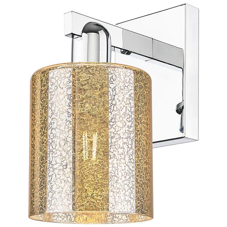 Image 1 Arcadia Cobbleskill 11" High Polished Chrome Sconce With Mercury Shade