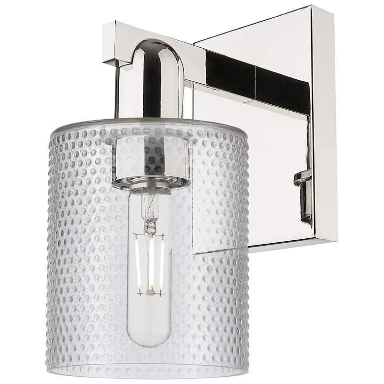 Image 1 Arcadia Cobbleskill 11" High Polished Nickel Sconce With Clear Shade