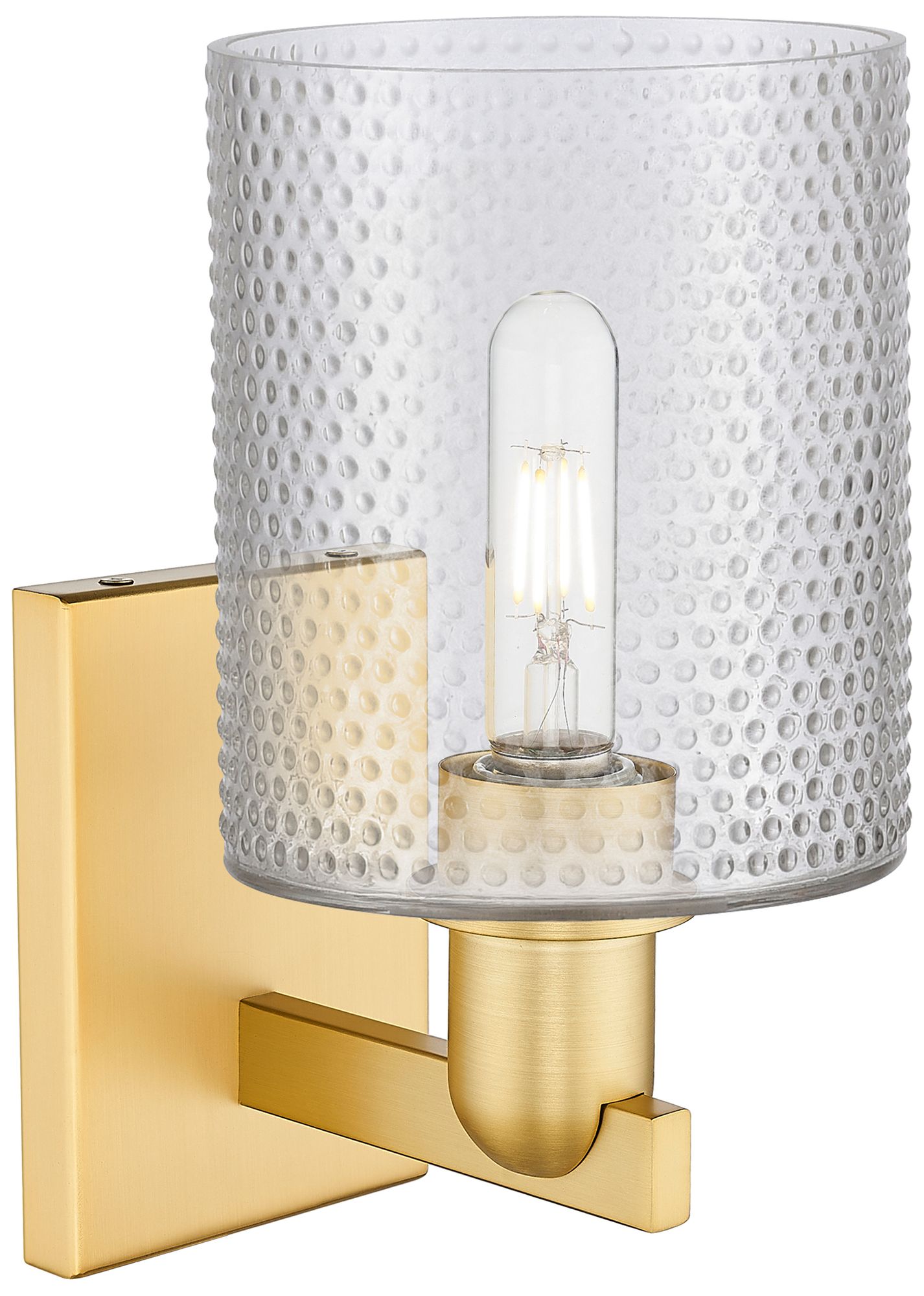 Image 2 Arcadia Cobbleskill 11" High Satin Gold Sconce With Clear Shade more views