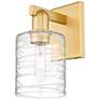 1_Arcadia Cobbleskill 11" High Satin Gold Sconce With Deco Swirl Shade