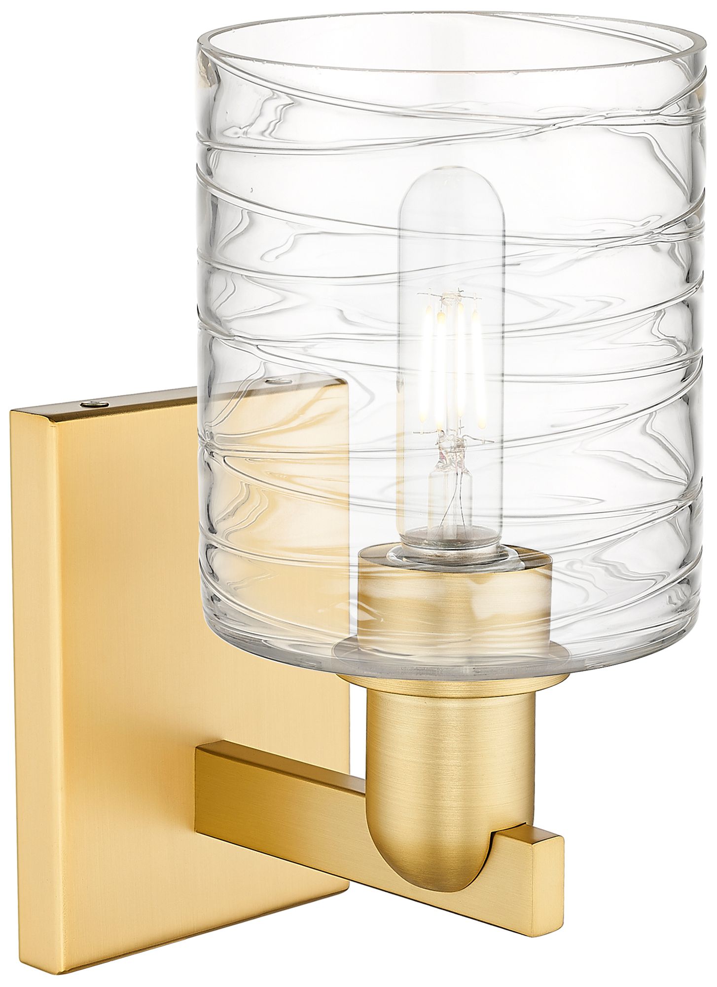 Image 2 Arcadia Cobbleskill 11" High Satin Gold Sconce With Deco Swirl Shade more views
