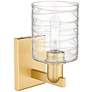 2_Arcadia Cobbleskill 11" High Satin Gold Sconce With Deco Swirl Shade more views