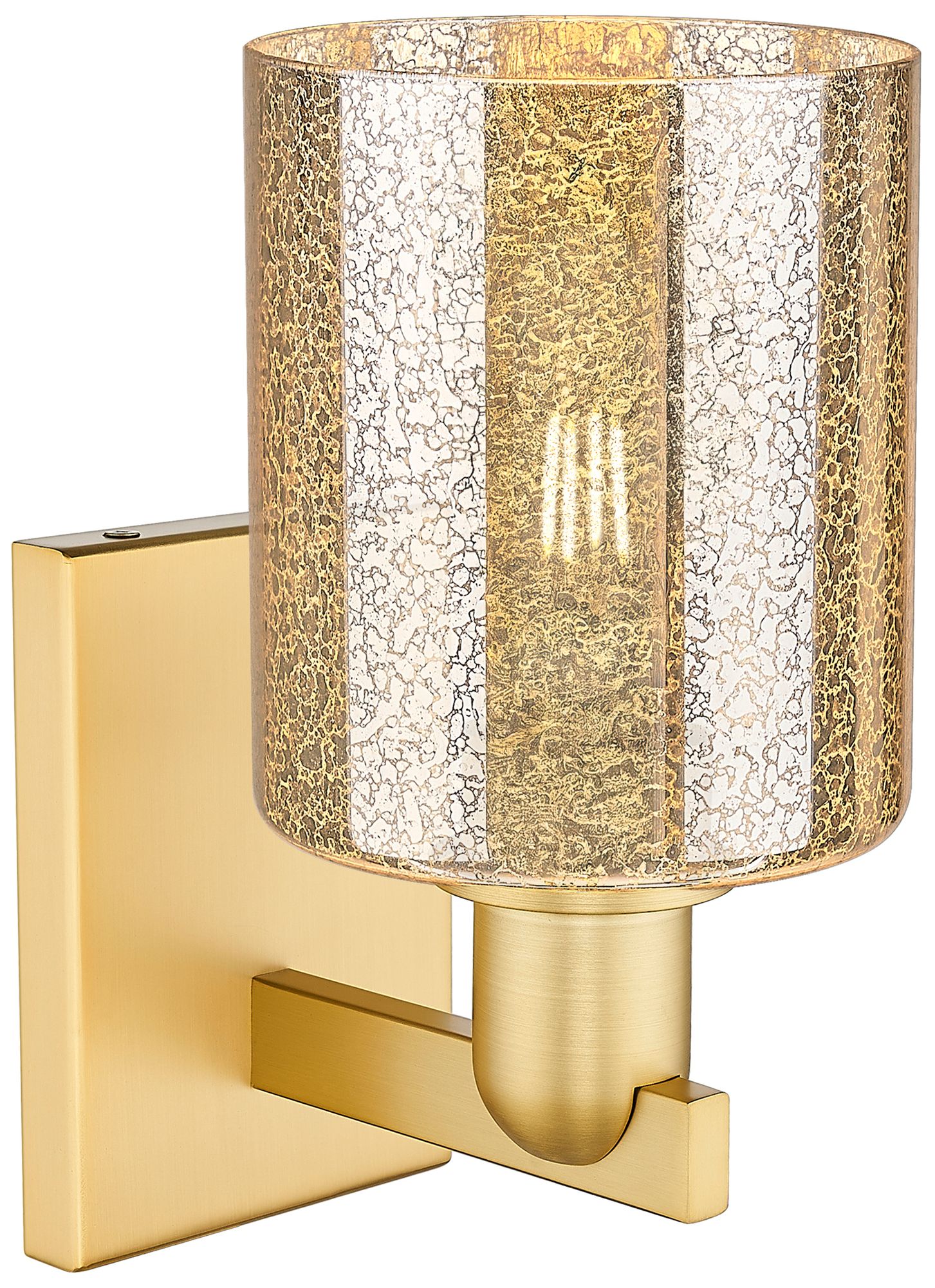 Image 2 Arcadia Cobbleskill 11" High Satin Gold Sconce With Mercury Shade more views