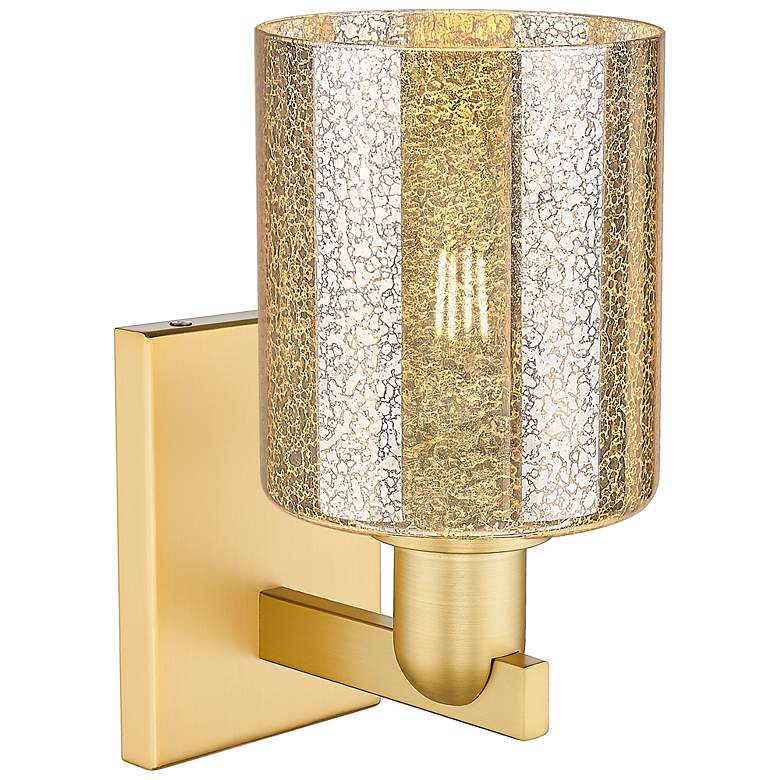 Image 2 Arcadia Cobbleskill 11" High Satin Gold Sconce With Mercury Shade more views