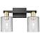 Arcadia Cobbleskill 16"W 2 Light Black Brass Bath Light w/ Clear Shade
