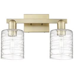 Arcadia Cobbleskill 16"W 2 Light Brass Bath Light w/ Deco Swirl Shade