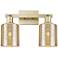 Arcadia Cobbleskill 16"W 2 Light Brass Vanity Light With Mercury Shade