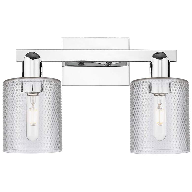 Image 1 Arcadia Cobbleskill 16"W 2 Light Chrome Vanity Light w/ Clear Shade