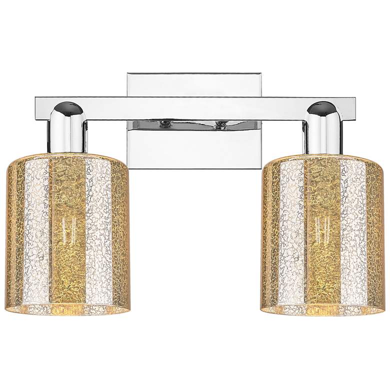 Image 1 Arcadia Cobbleskill 16"W 2 Light Chrome Vanity Light w/ Mercury Shade