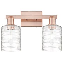 Arcadia Cobbleskill 16"W 2 Light Copper Bath Light w/ Deco Swirl Shade
