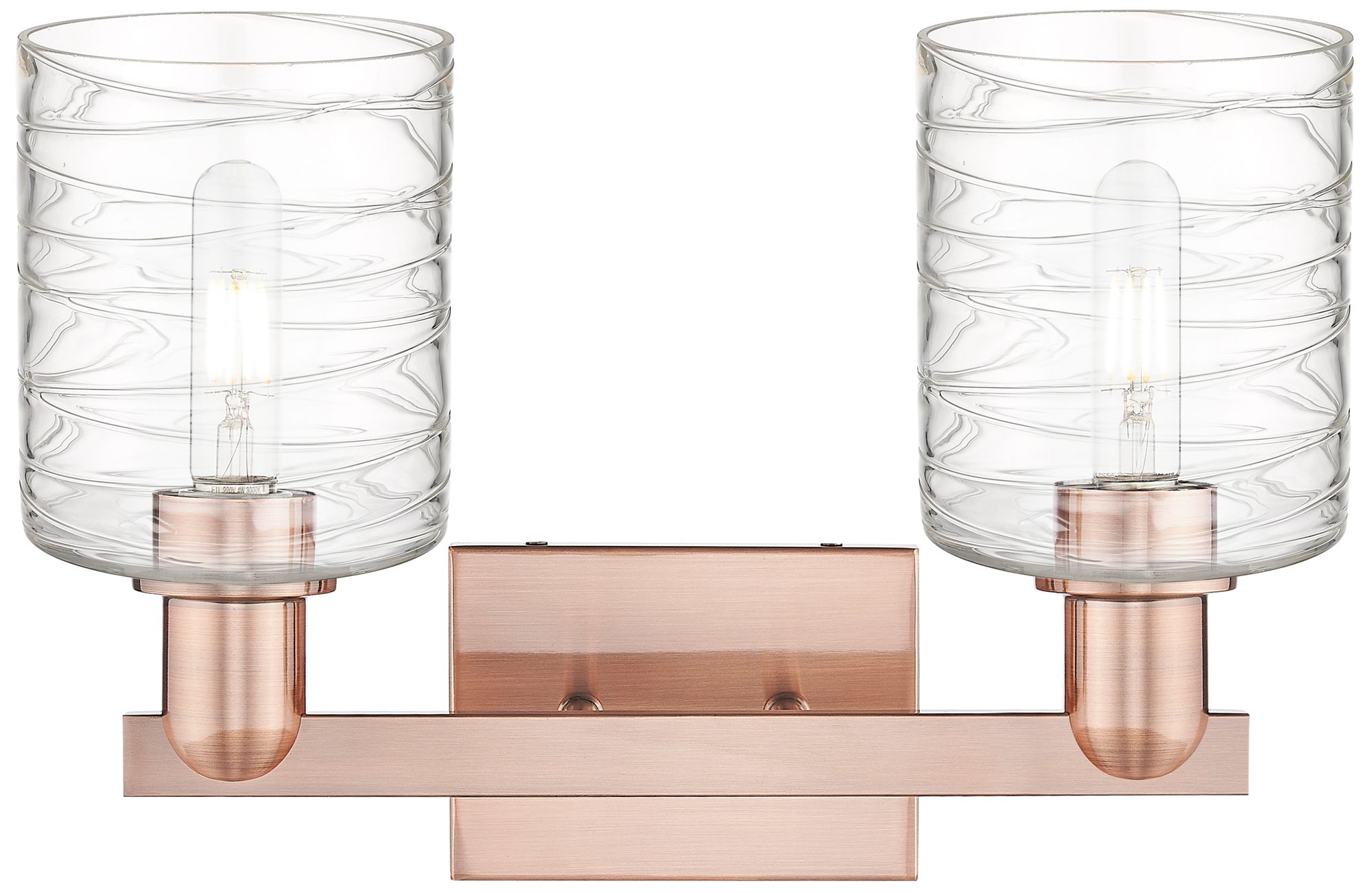 Image 2 Arcadia Cobbleskill 16"W 2 Light Copper Bath Light w/ Deco Swirl Shade more views