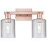 1_Arcadia Cobbleskill 16"W 2 Light Copper Vanity Light With Clear Shade