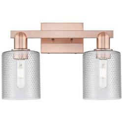 Arcadia Cobbleskill 16"W 2 Light Copper Vanity Light With Clear Shade