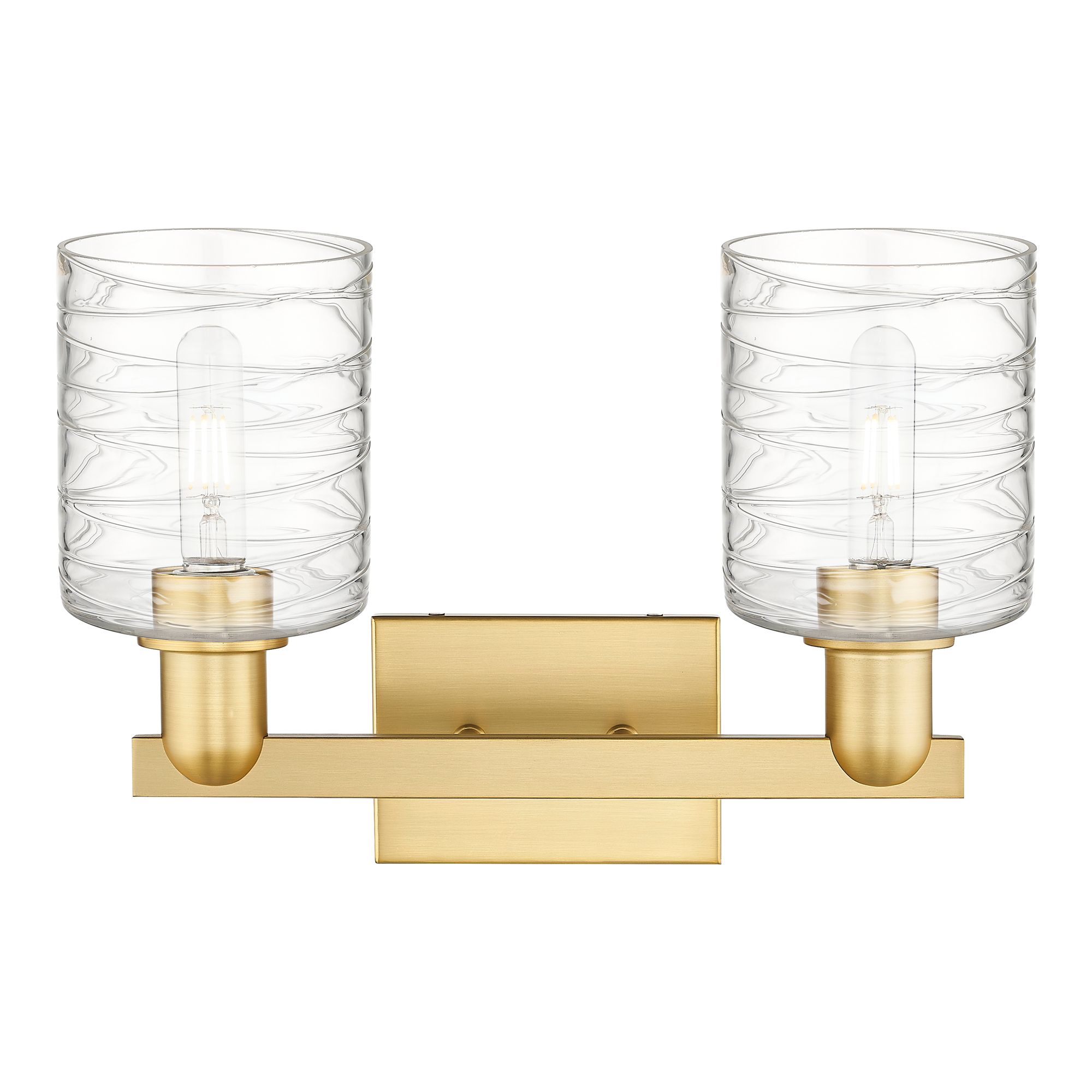 Image 2 Arcadia Cobbleskill 16"W 2 Light Gold Vanity Light w/ Deco Swirl Shade more views