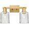 Arcadia Cobbleskill 16"W 2-Lt Brushed Brass Vanity w/ Basketweave Shade