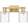 Arcadia Cobbleskill 16"W 2-Lt Brushed Brass Vanity w/ Deco Swirl Shade