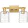 Arcadia Cobbleskill 16"W 2-Lt Brushed Brass Vanity w/ Deco Swirl Shade