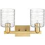 Arcadia Cobbleskill 16"W 2-Lt Brushed Brass Vanity w/ Deco Swirl Shade