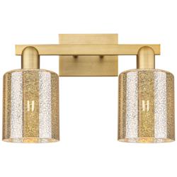 Arcadia Cobbleskill 16"W 2-Lt Brushed Brass Vanity w/ Mercury Shade