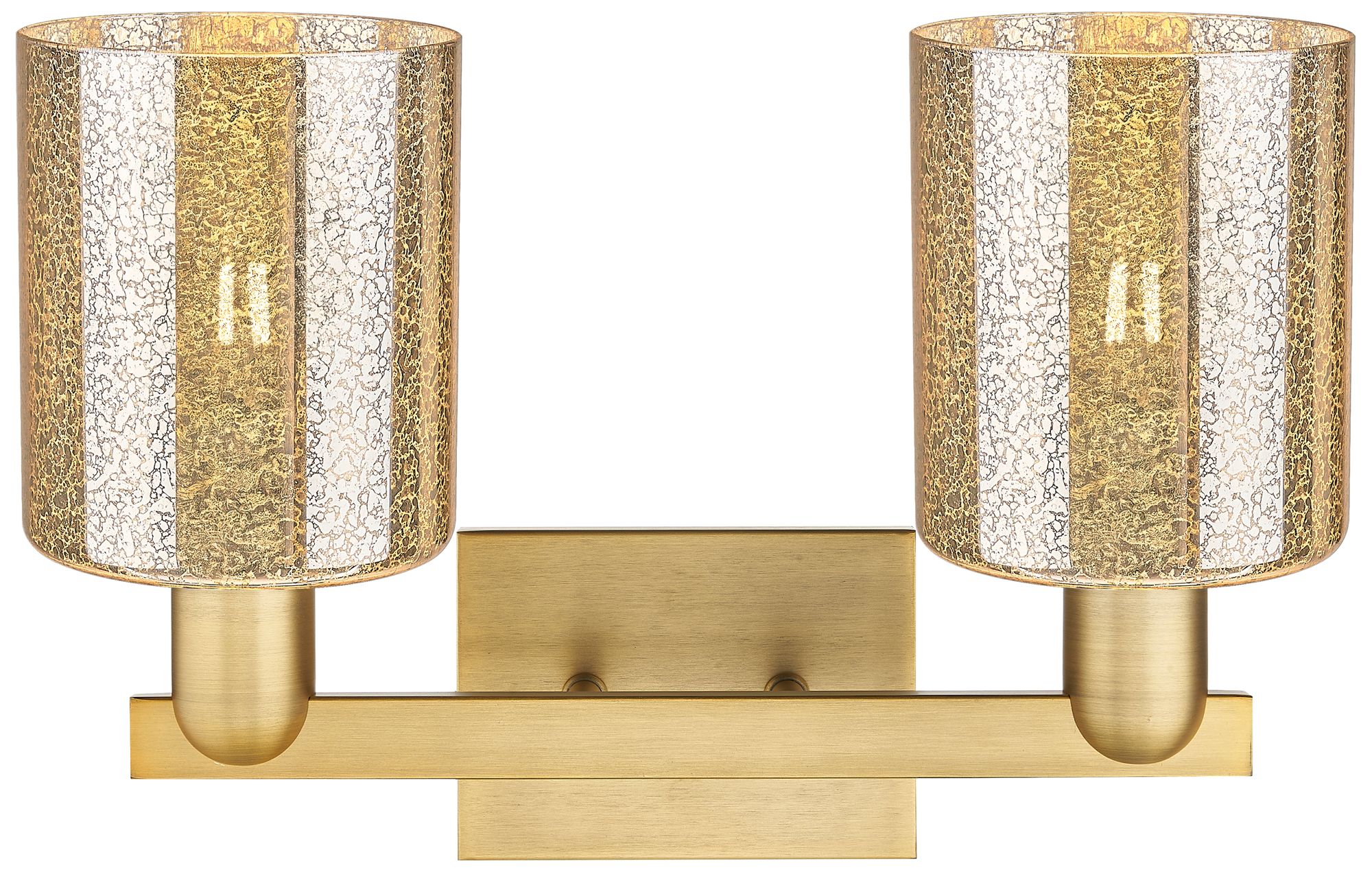 Image 2 Arcadia Cobbleskill 16"W 2-Lt Brushed Brass Vanity w/ Mercury Shade more views