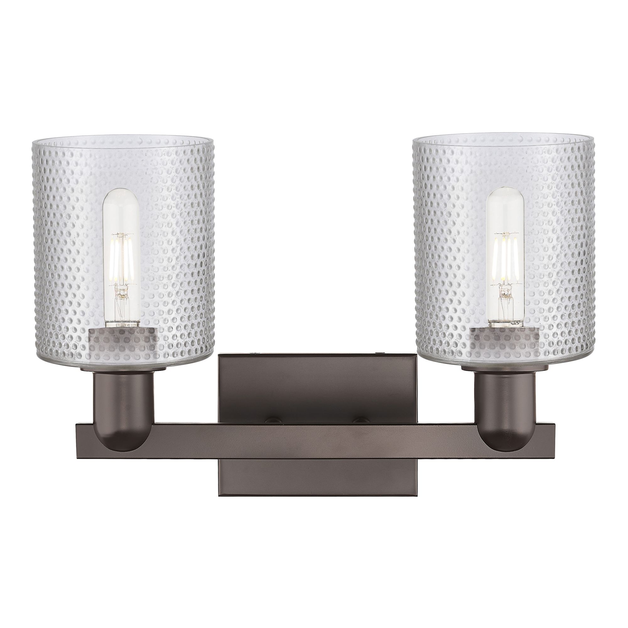 Image 2 Arcadia Cobbleskill 16"W 2-Lt Oiled Bronze Bath Light w/ Clear Shade more views