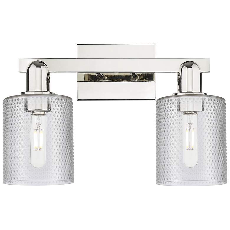 Image 1 Arcadia Cobbleskill 16"W 2-Lt Polished Nickel Vanity w/ Clear Shade