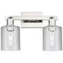 1_Arcadia Cobbleskill 16"W 2-Lt Polished Nickel Vanity w/ Clear Shade