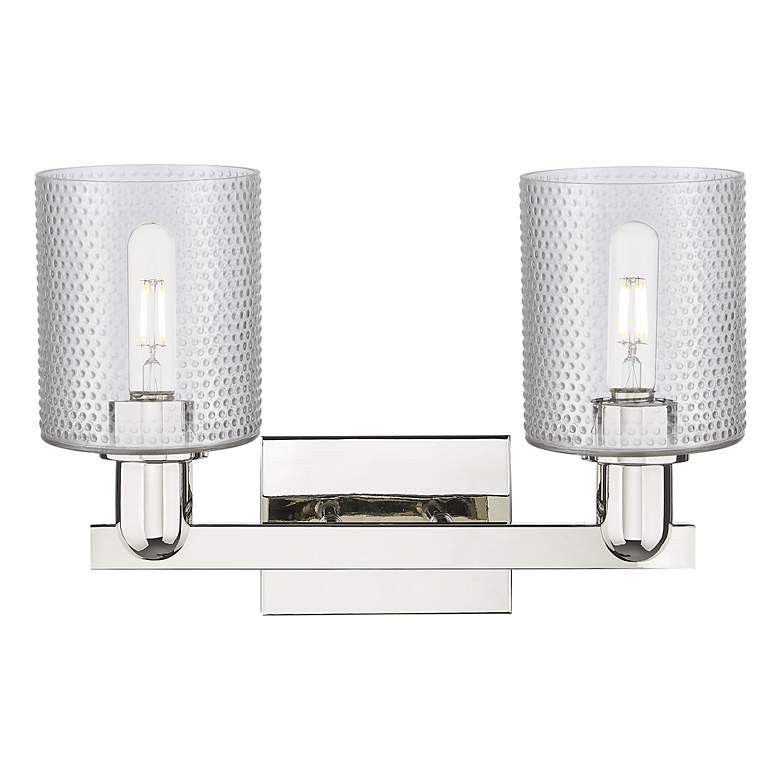 Image 2 Arcadia Cobbleskill 16"W 2-Lt Polished Nickel Vanity w/ Clear Shade more views