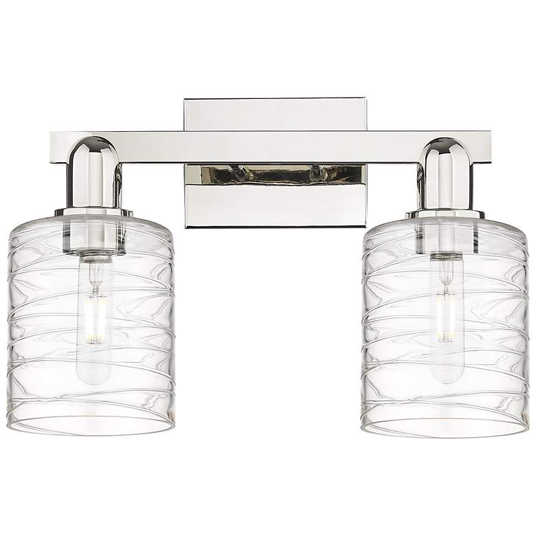 Image 1 Arcadia Cobbleskill 16"W 2-Lt Polished Nickel Vanity w/ Deco Shade